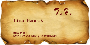 Tima Henrik névjegykártya